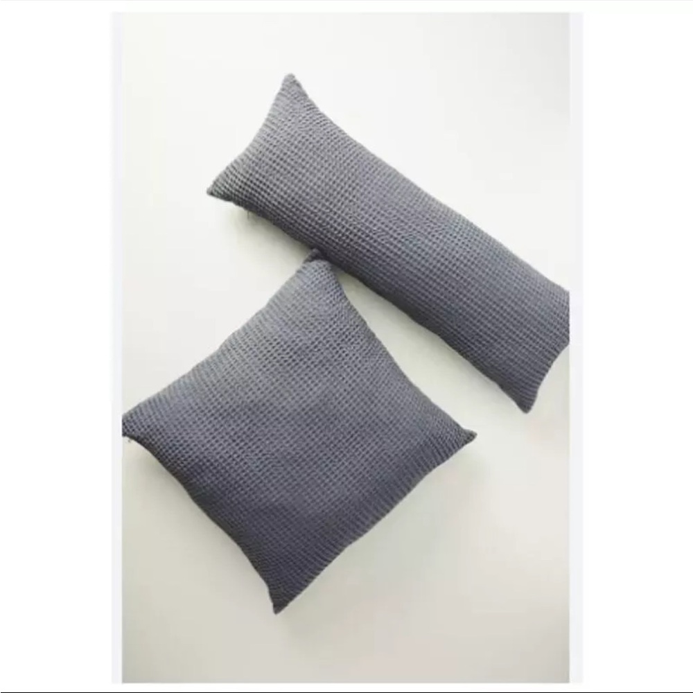 Anthropologie Woven Waffle throw Pillow 24 x 24 Gray NIP bedroom living room